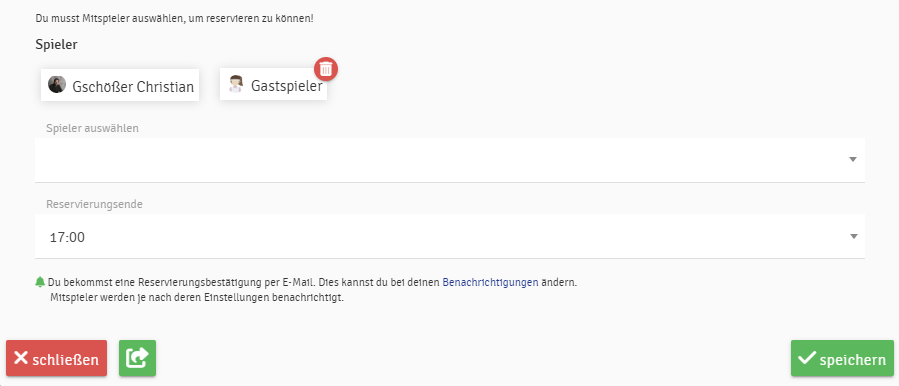 Platzreservierung Platzreservierung